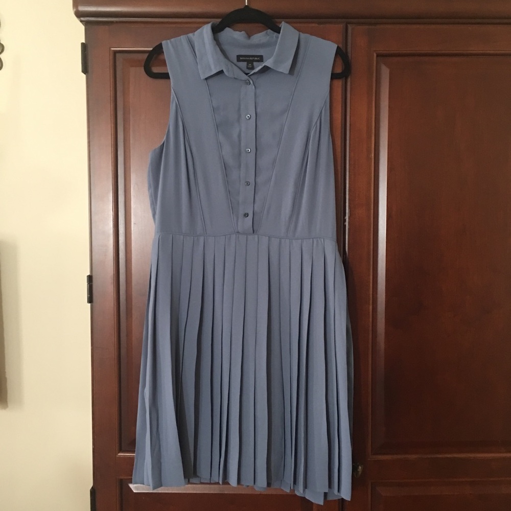 Banana Republic Dusty blue pleated skirt dress
